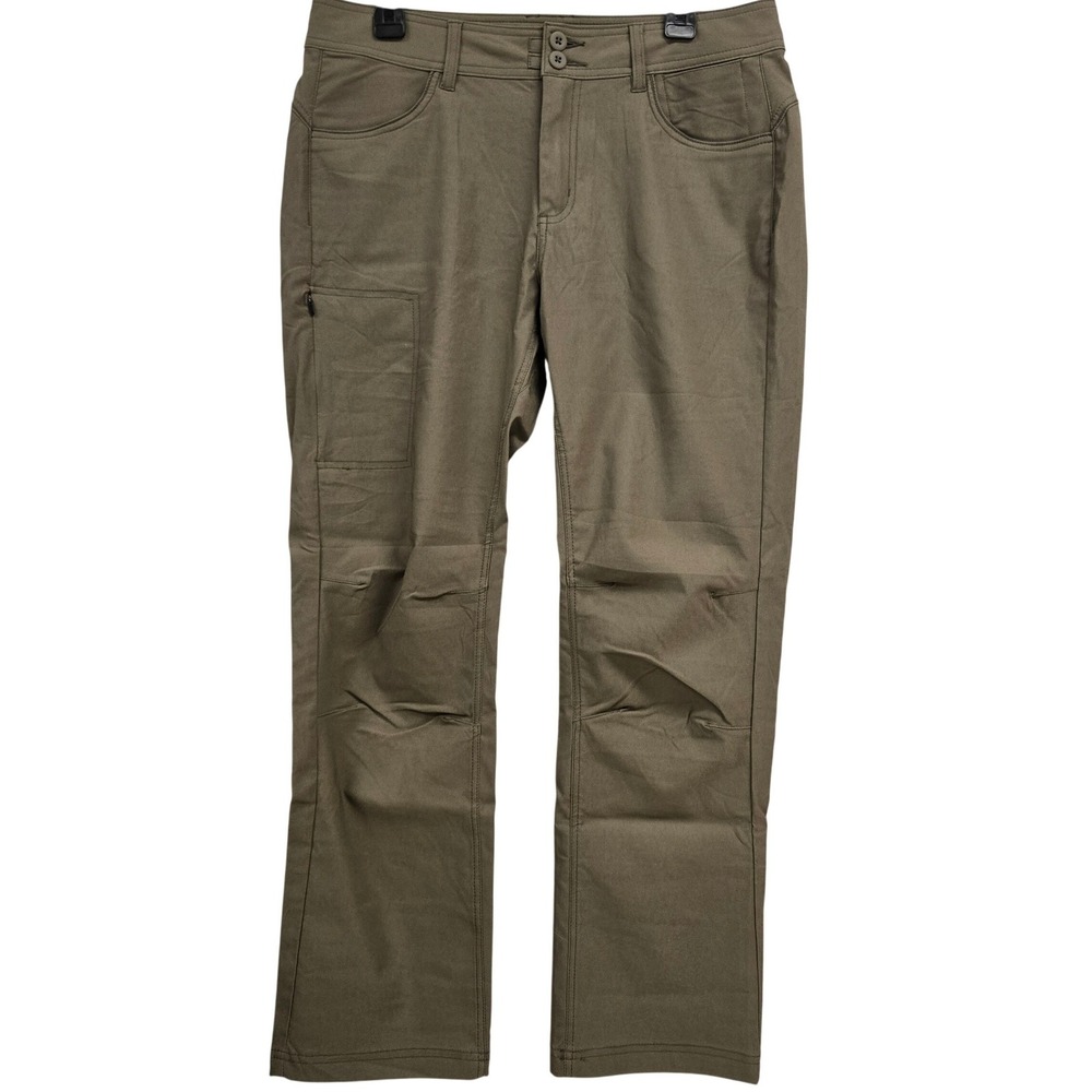 Prana Halle II Womens 12 RG Straight Pant Hiking Stretch Outdoor Olive Green